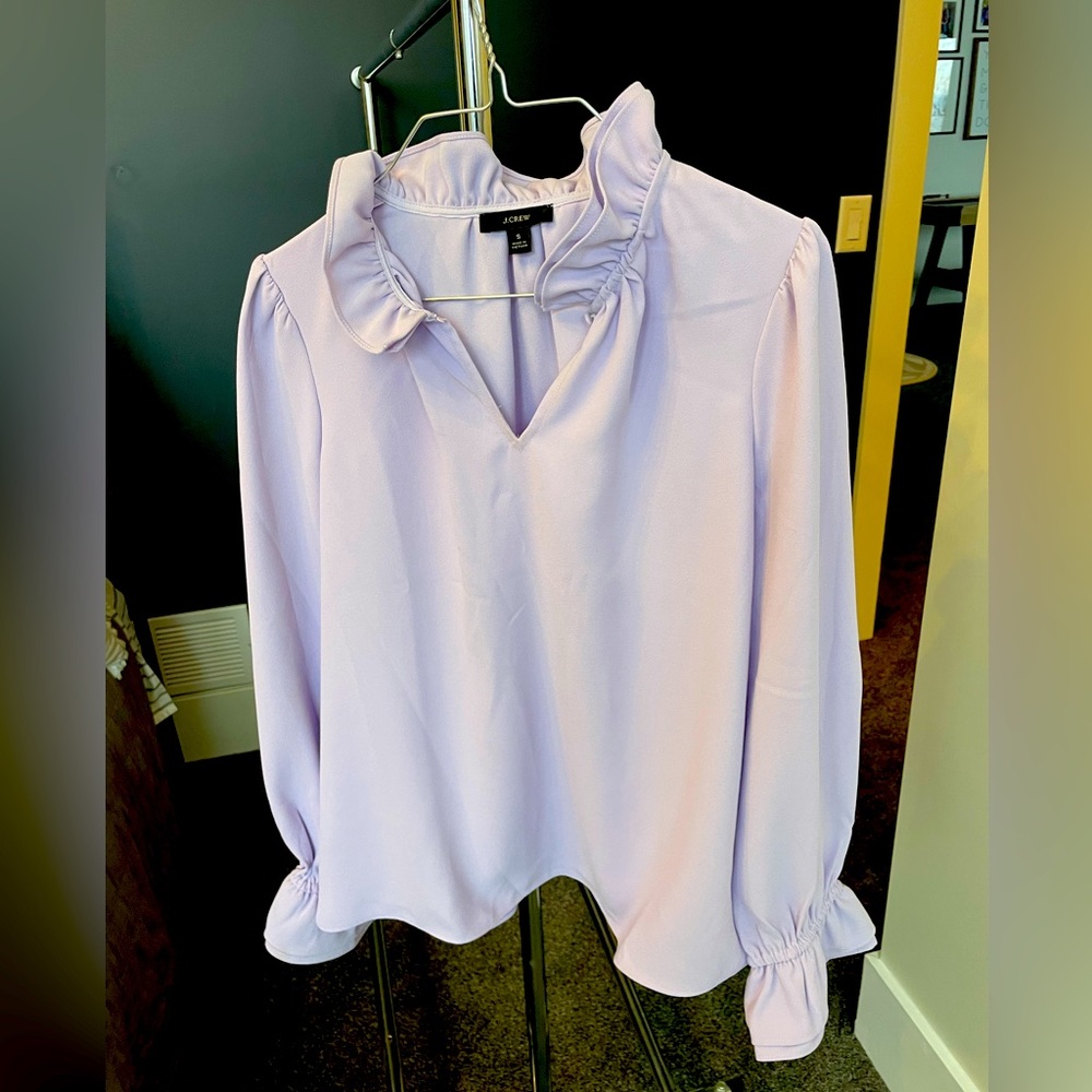 Light Lavender Ruffle Cuff & Collar Blouse
